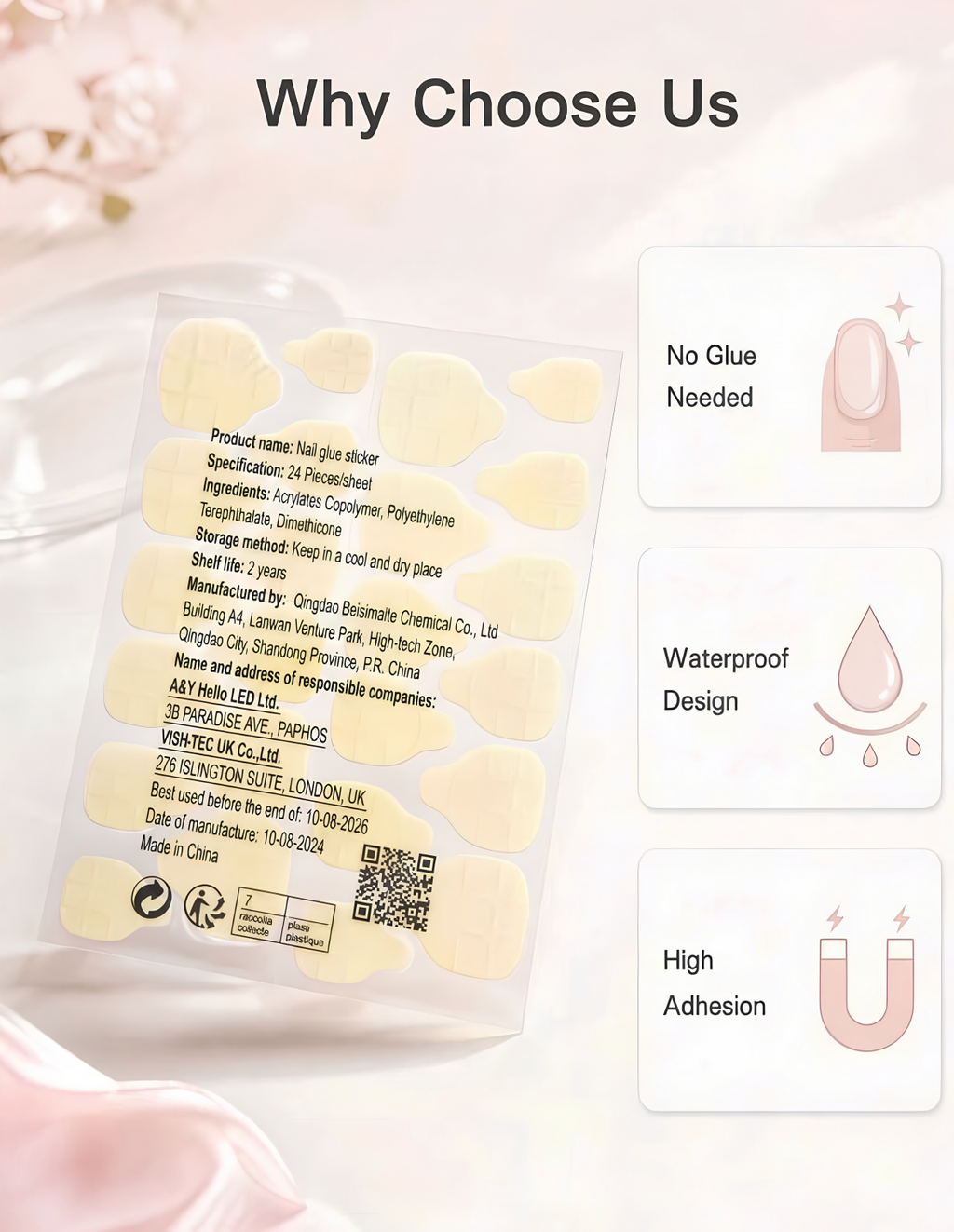 24 pcs (1 Sheets) 3M Breathable Double-Sided Adhesive Stickers
