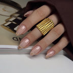 Cateye Golden Chrome Long Almond nails with Application kit