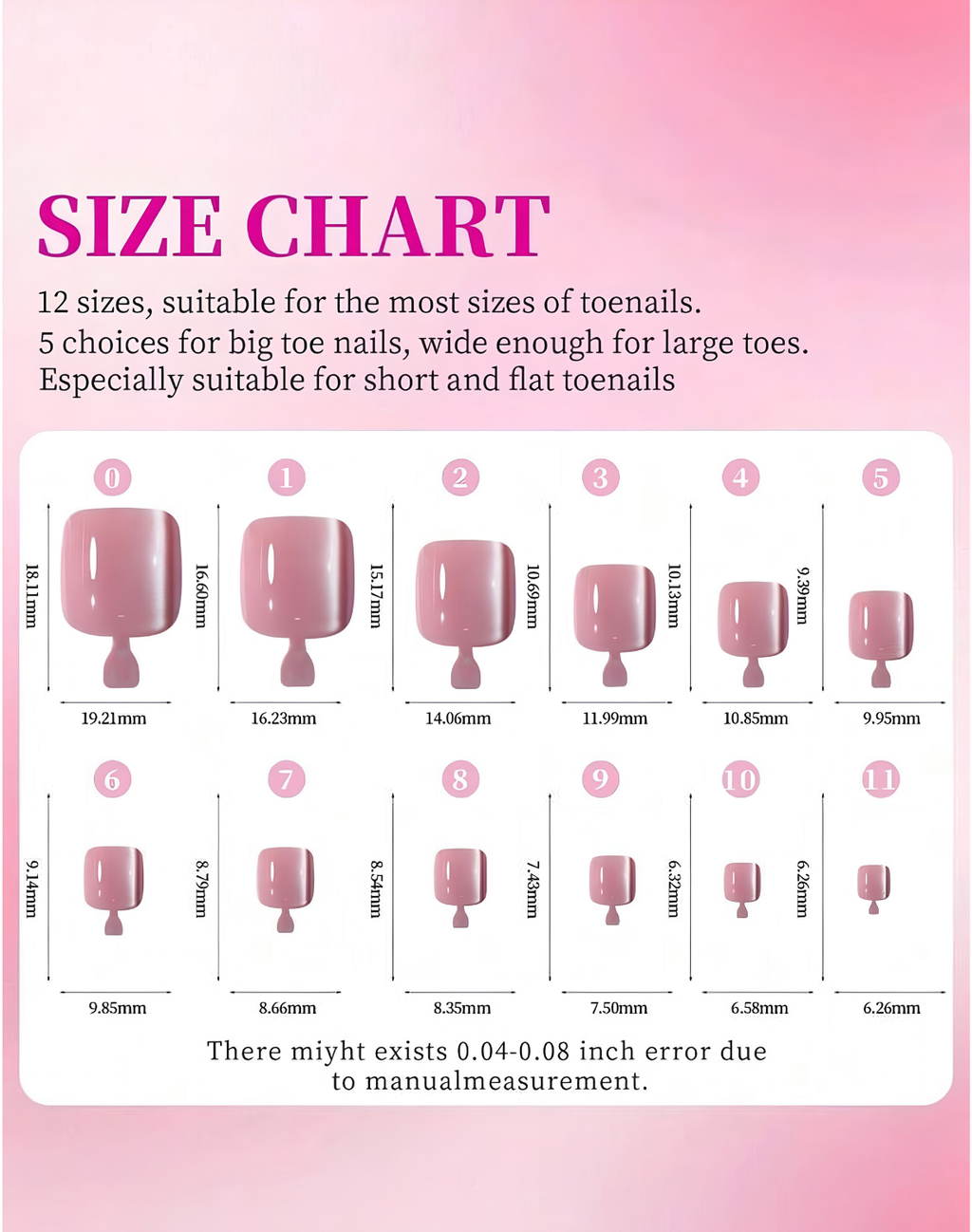 24pcs Red Wine Fake Toe Nails