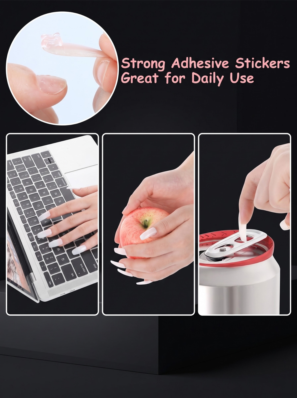 Bundle of 10 Sheets 3M Double-Sided Nail Stickers
