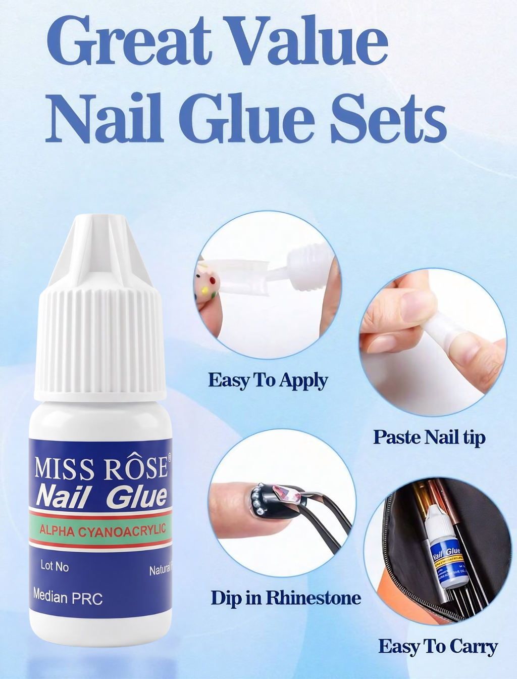 Nail Glue, 2g Clear Long-Lasting Nail Glue