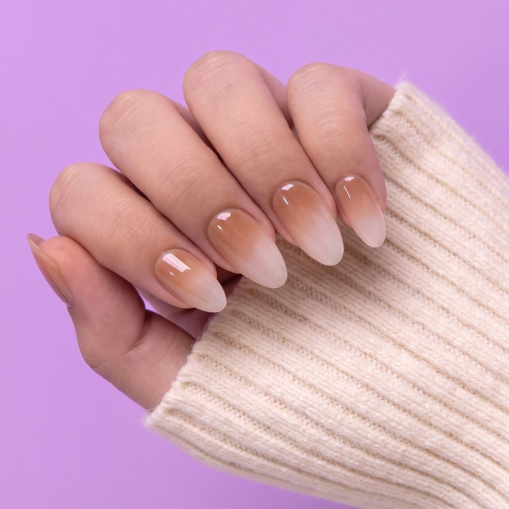 Chrome Shine Short Almond Nails with Application kit