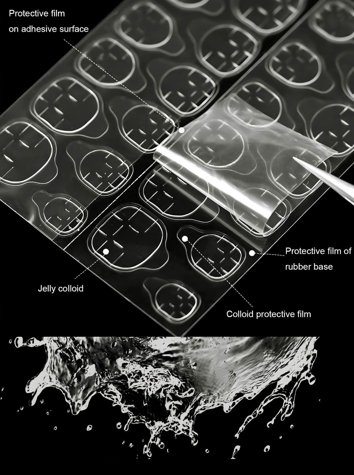 24pcs (1 Sheets) Double-Sided Jelly Gel Nail Stickers, Suitable For Press-On Manicure
