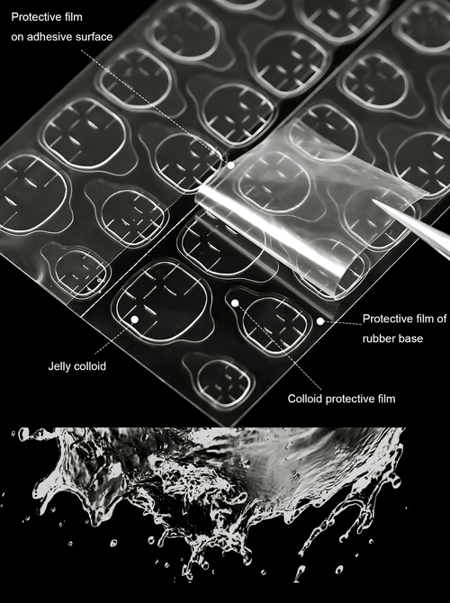 24pcs (1 Sheets) Double-Sided Jelly Gel Nail Stickers, Suitable For Press-On Manicure
