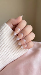 24Pcs Natural Skin hyper realistic Short Nails with Application kit