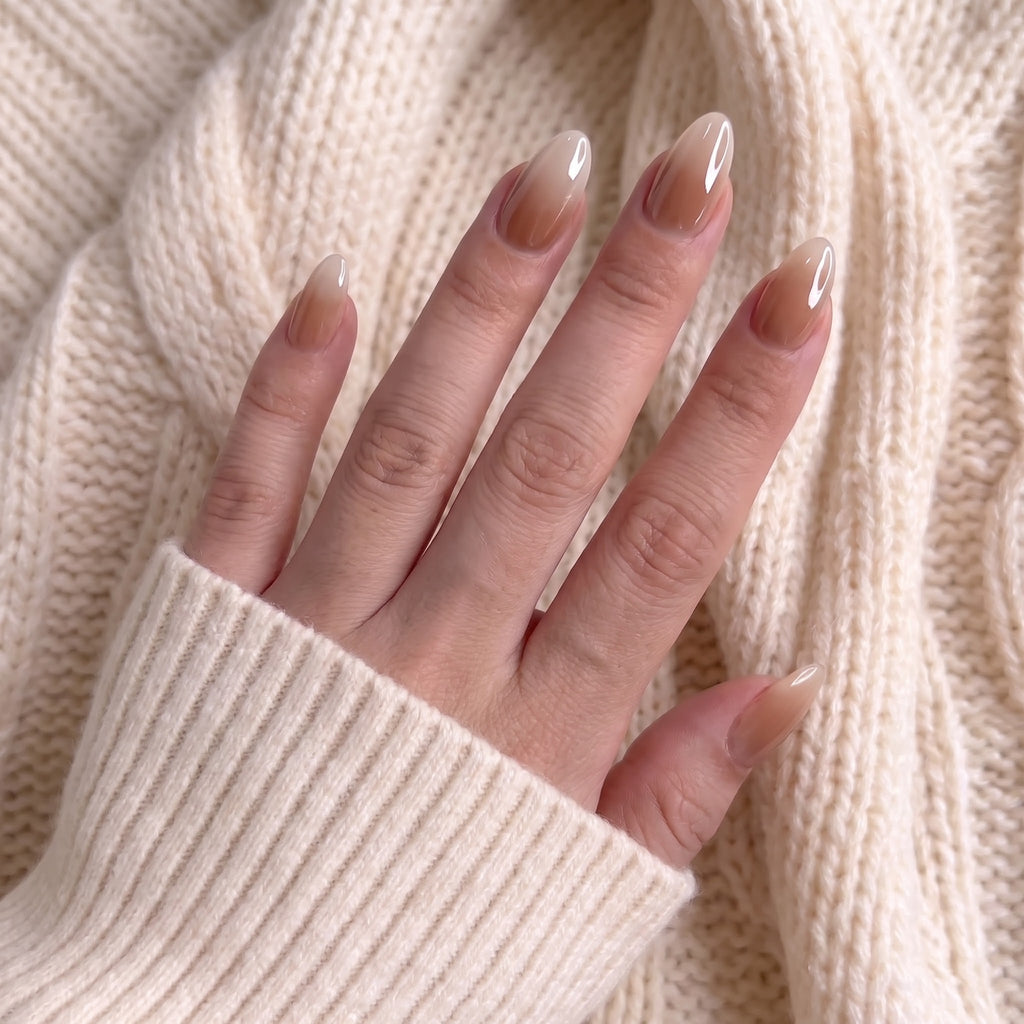 Chrome Shine Short Almond Nails with Application kit