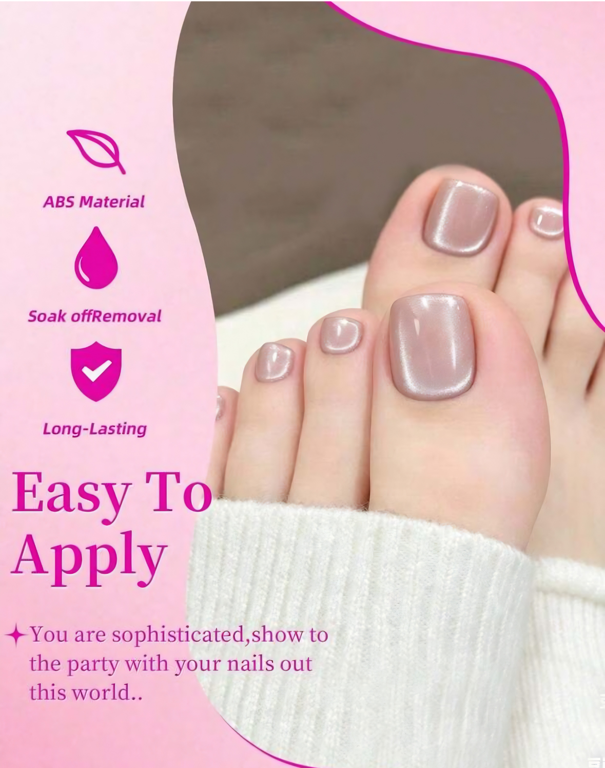 24pcs Red Wine Fake Toe Nails