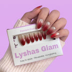 Cat eye Red Ombre Long Almond with Application kit