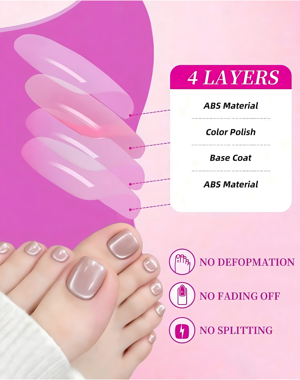 24pcs Nude ombre Fake Toe Nails