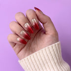 Cat eye Red Ombre Long Almond with Application kit