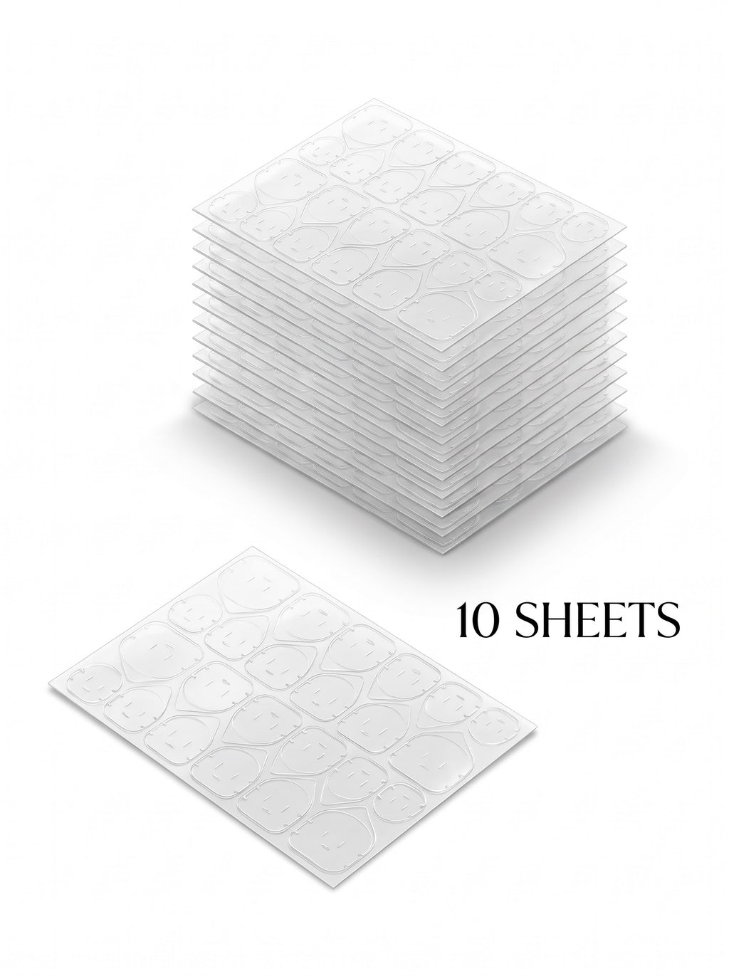 Bundle of 10 Sheets Transparent Double-Sided Nail Stickers