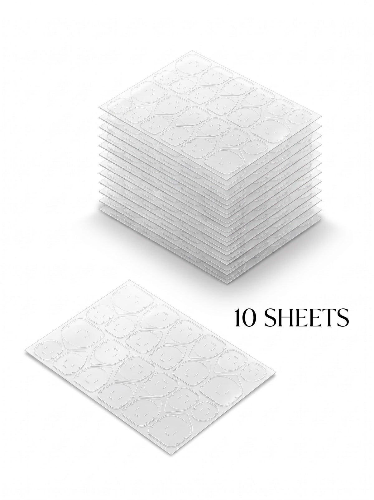 Bundle of 10 Sheets Transparent Double-Sided Nail Stickers