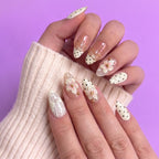 Polka Dot Lace 3D Pink Flower Rhinestone Press-Ons