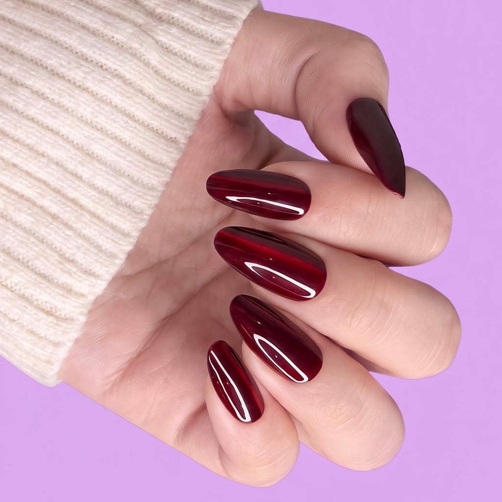 Cat eye Red wine Long Almond with Application kit