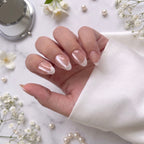 Cat eye White-French Short Almond with Application kit