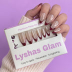 Cat eye Red French Long Almond nails with Application kit