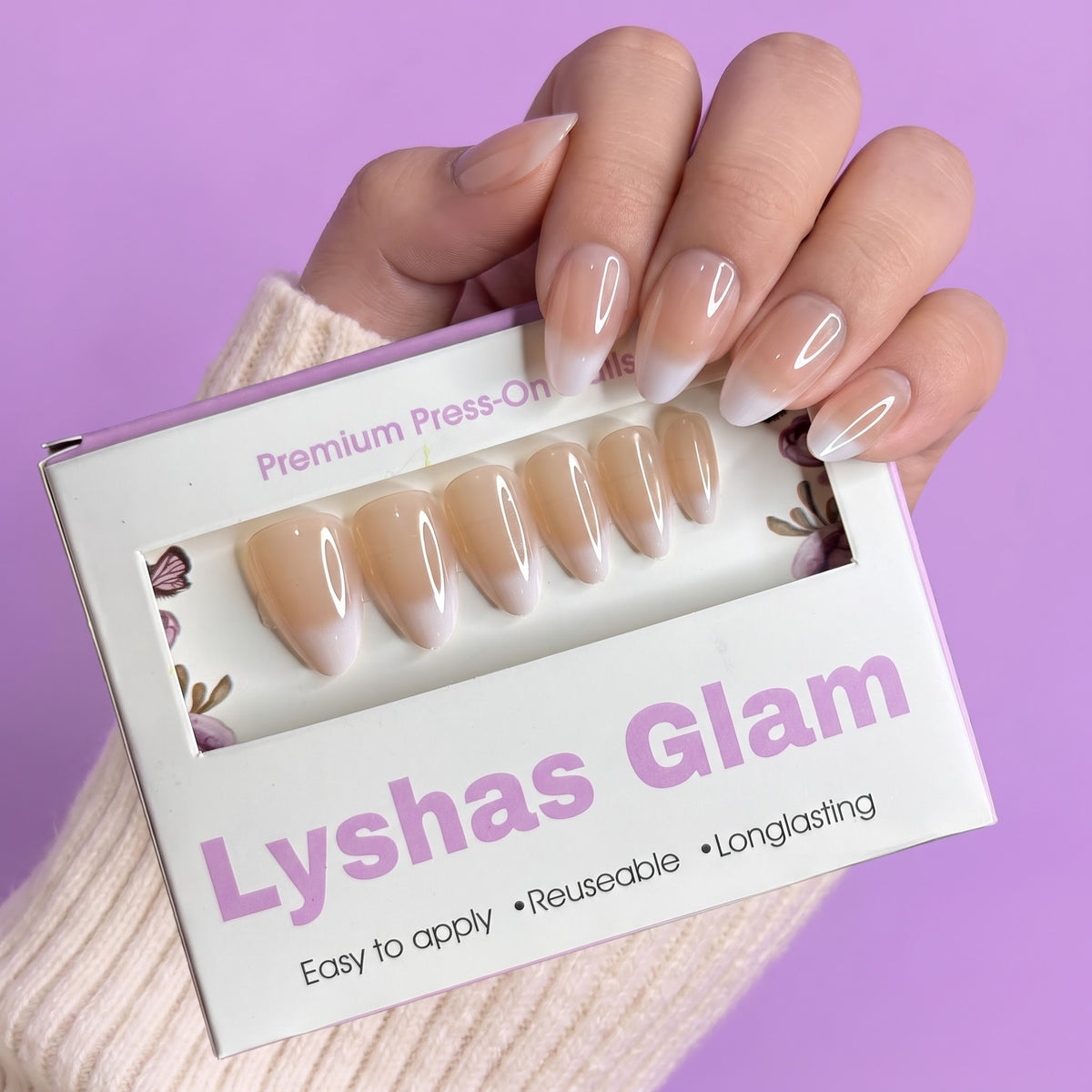 24Pcs Natural Skin hyper realistic Short Nails with Application kit